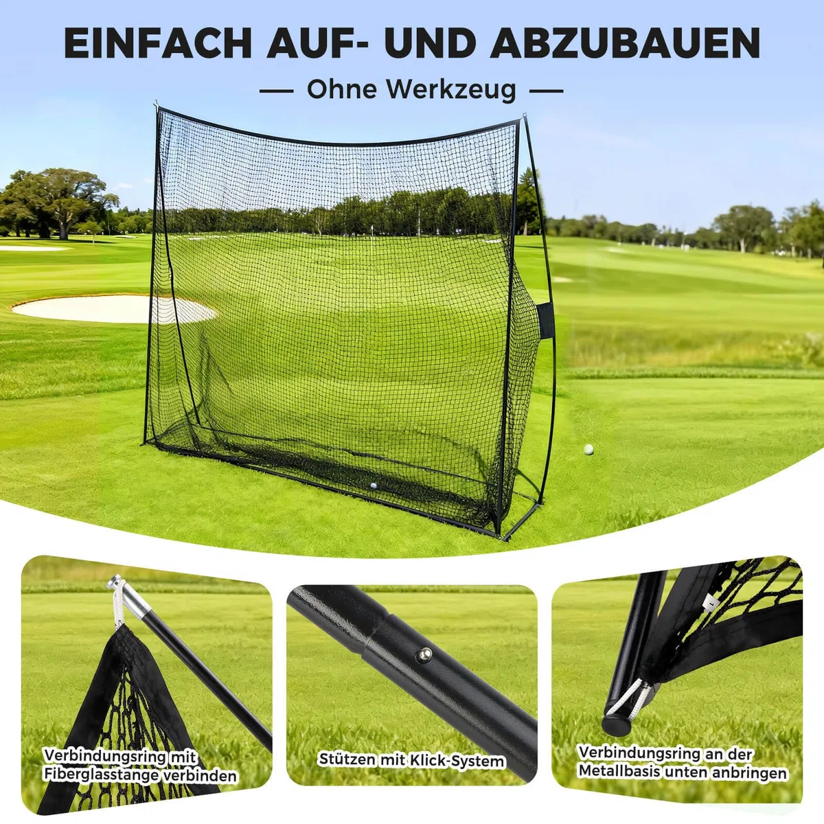 Golf Netz 2,1x3 m,Groß & Tragbares Golf-Übungsnetz mit Tasche für Innen & Außen Garten, Haus und Training – Praktische Golf Trainingshilfen & Zubehör
