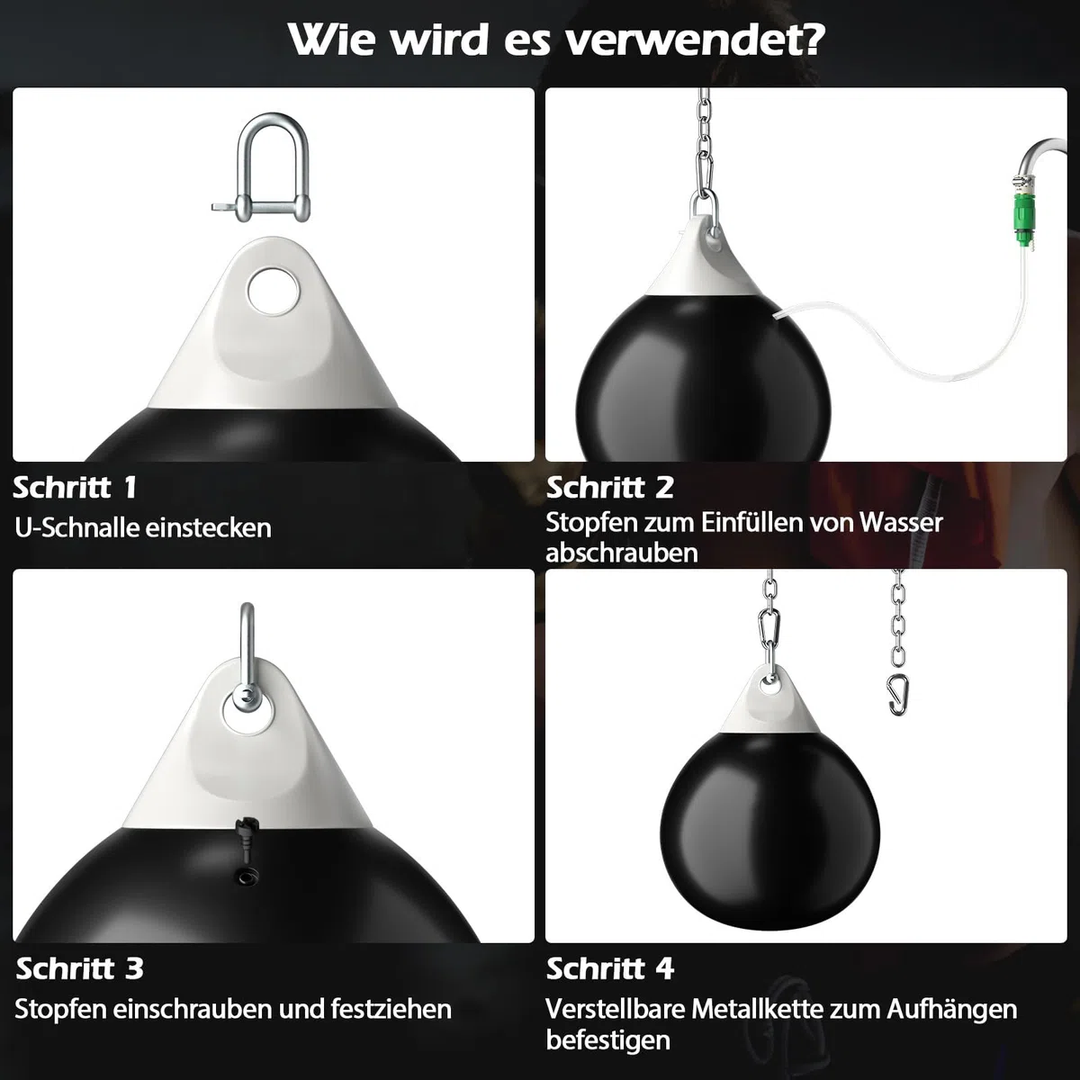 COSTWAY Ø45cm/55cm Wasserboxsack, 50 kg/80kg Boxing Punching Bag mit Verstellbarer Metallkette, Sicherheitsschnallen & Wasserschlauch, Punchingsack für Erwachsene & Kinder