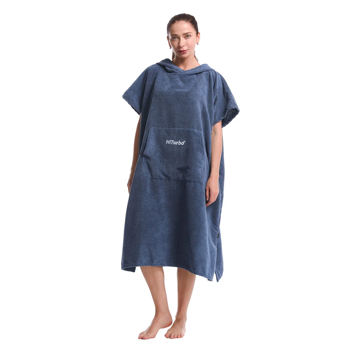 Hiturbo Wickelmantel / Bademantel, Poncho, Surf, kurzärmelig, mit Kapuze