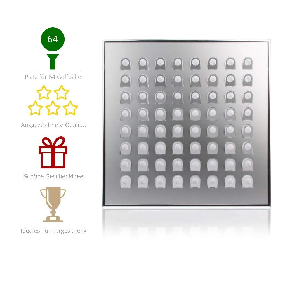 KNIX Premium Golfball Setzkasten aus Aluminium für 12, 24, 36, 48, 64, 80 oder 140 - Schaukasten, Golf-Regal Vitrine Display
