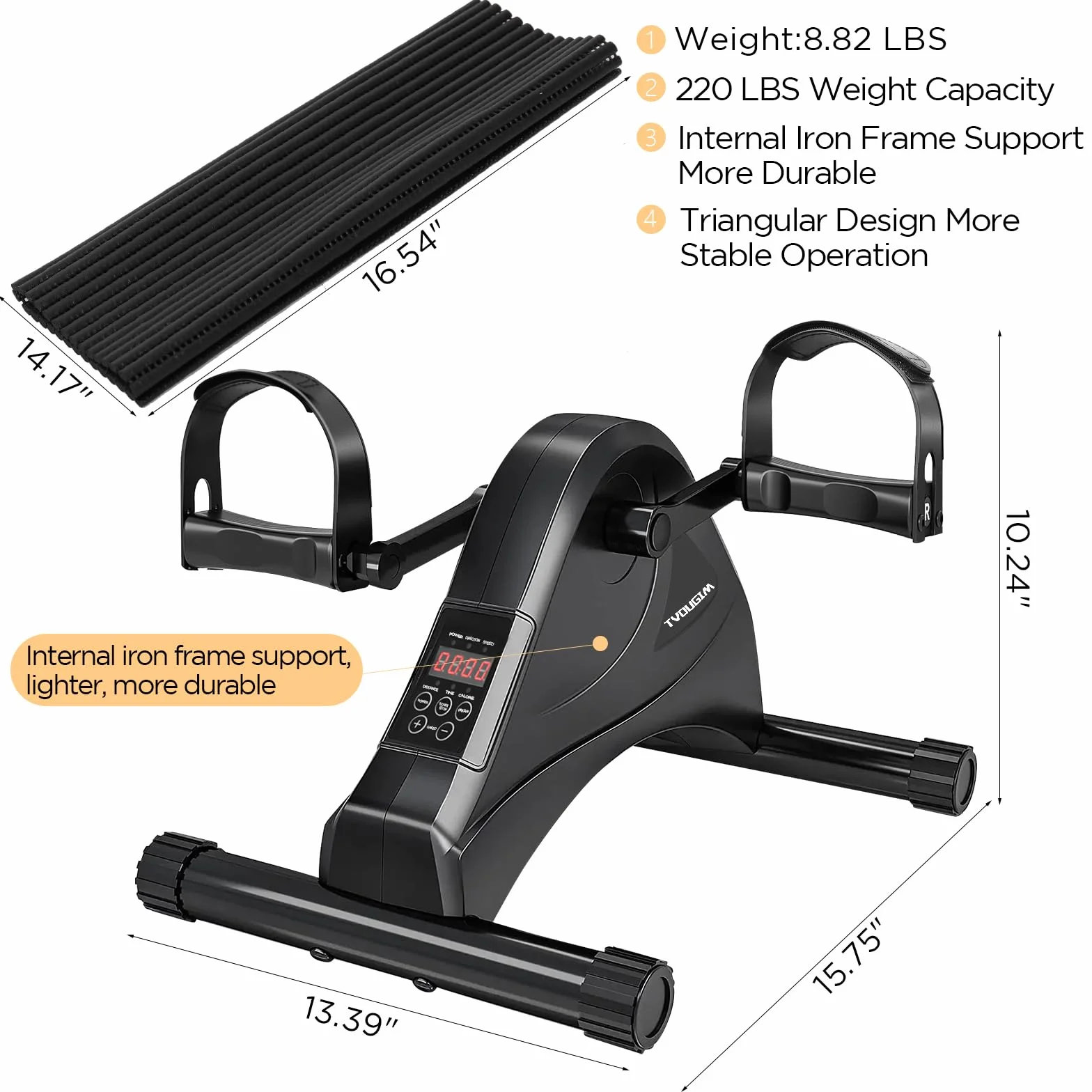 Pedaltrainer, Beintrainer für Zuhause, Leisem Motor, 6 Geschwindigkeitsstufen, Heimtrainer Senioren Zuhause Fitnessgeräte