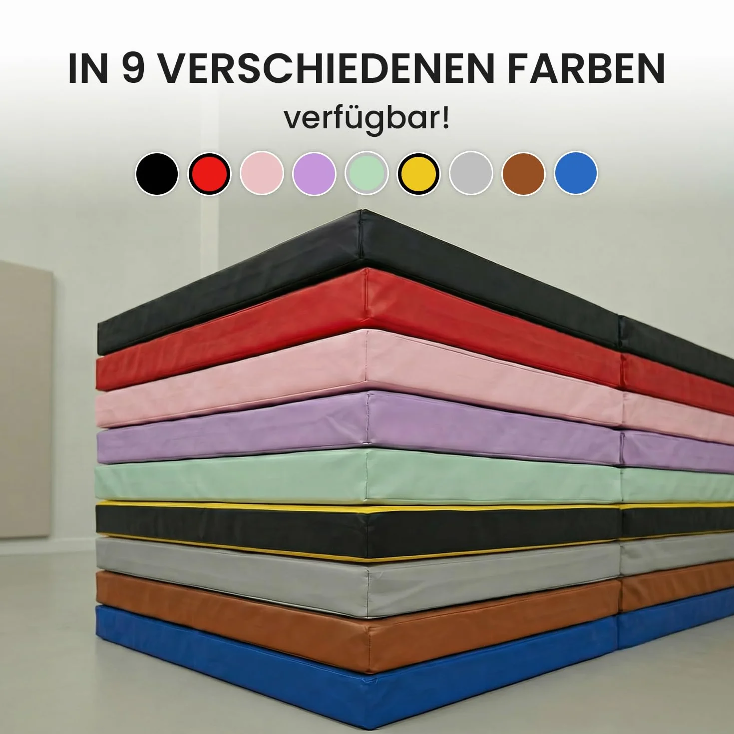 Jeflex - klappbare Weichbodenmatte & Turnmatte 180 x 60 x 6 cm MADE IN GERMANY/Gymnastikmatte tragbar/platzsparende Fitnessmatte & Yogamatte/Spielmatte für Kinderzimmer