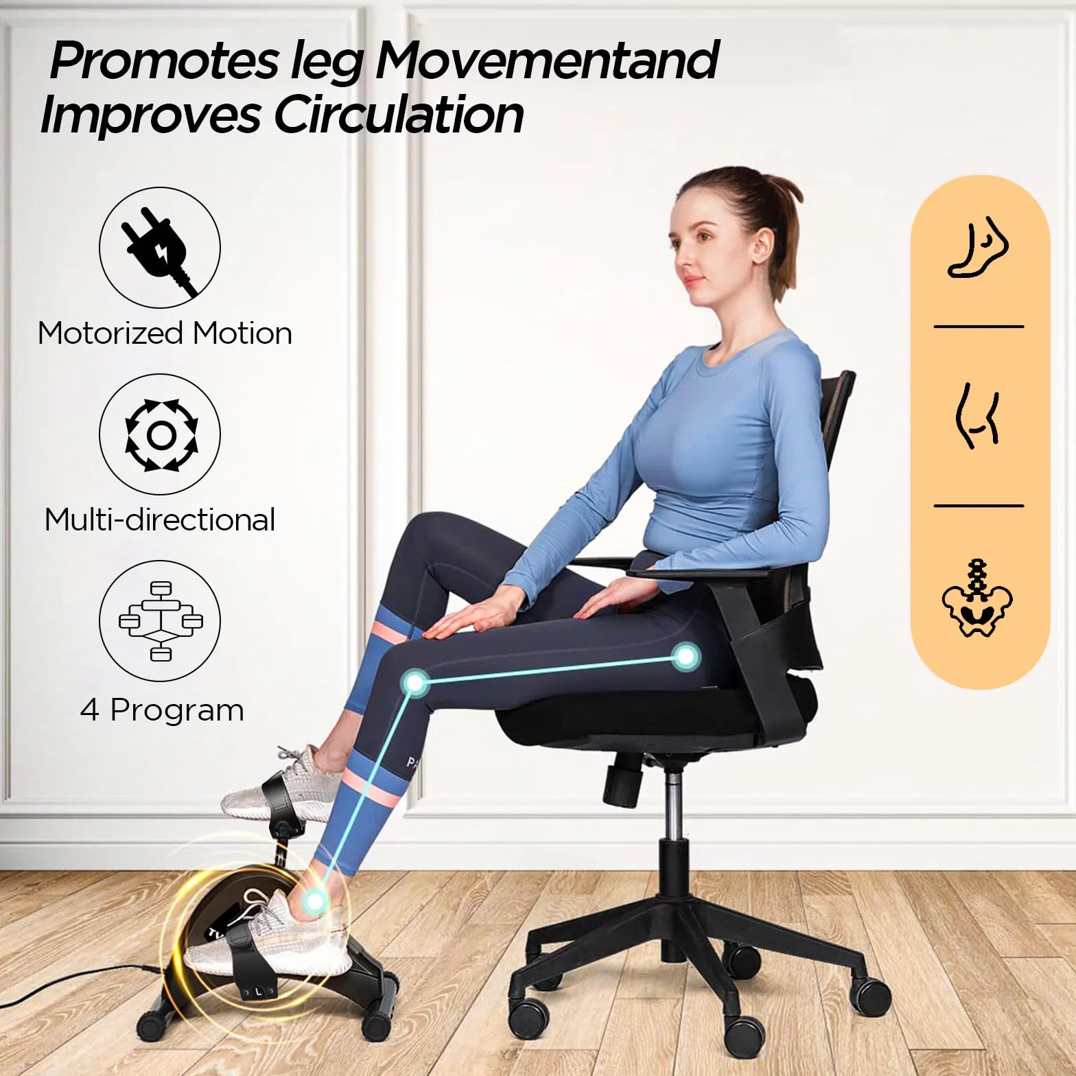 Pedaltrainer, Beintrainer für Zuhause, Leisem Motor, 6 Geschwindigkeitsstufen, Heimtrainer Senioren Zuhause Fitnessgeräte
