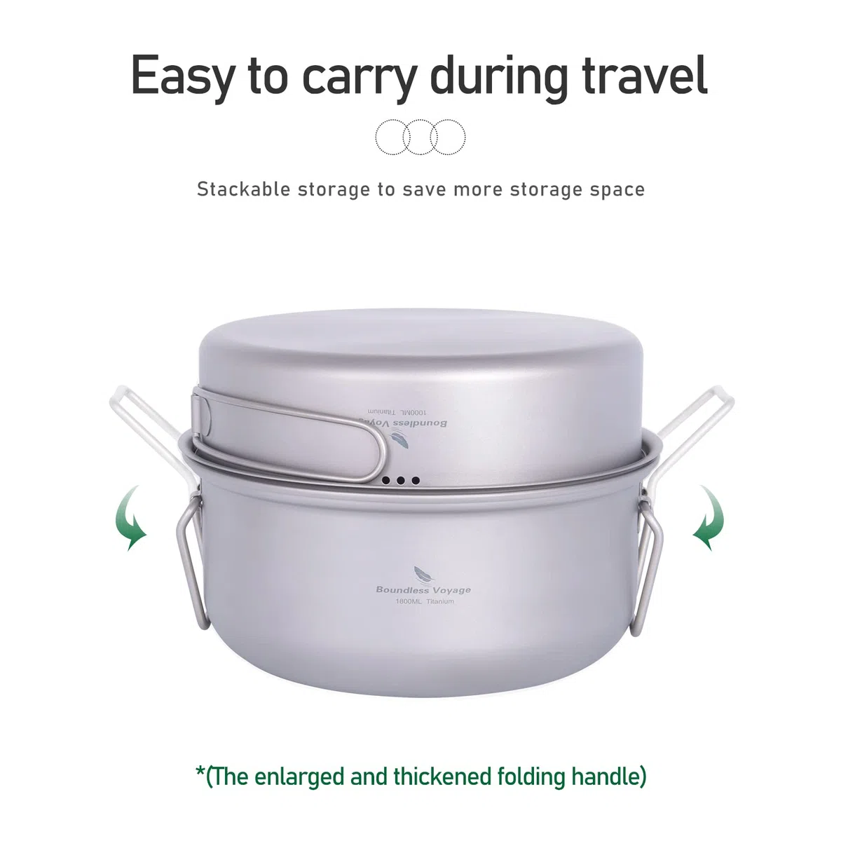 iBasingo Camping Kochen Dampfgartopf Titan Stockpot Bratpfanne Set Outdoor Reise Koch Geschirr Ultraleichte Suppen Topf Pfanne Tragbares Wander Picknick Mess Kit mit Klappgriff