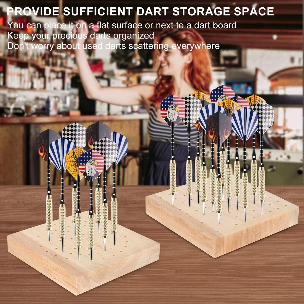 2 Stück Darthalter Holz Dartpfeile Halterung, Dekoration Dartpfeilhalter, Dart Ständer für Aufbewahrung von Steeldarts und Softdarts,Dart Zubehör