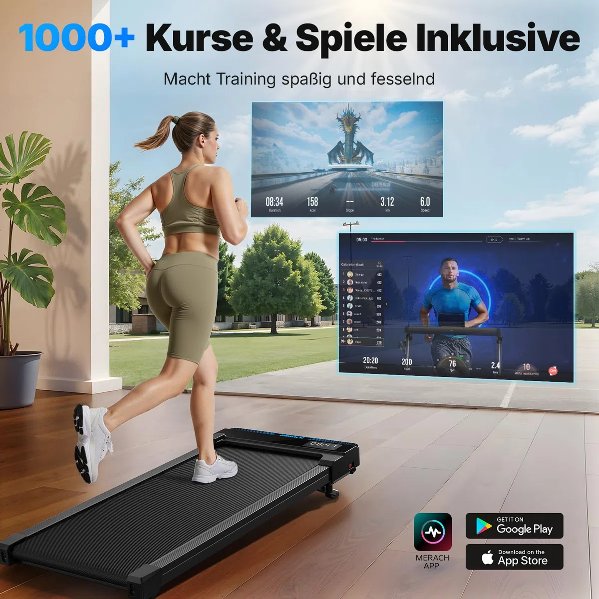 MERACH Walking Pad, 3 in 1 Laufband Für Zuhause, 0%-6% Steigung Laufband Schreibtisch für Zuhause und Büro, 0-12km/h Treadmill, Laufbänder mit Fernbedienung, 45dB Ultra Leise Walking Pad, LED Anzeige