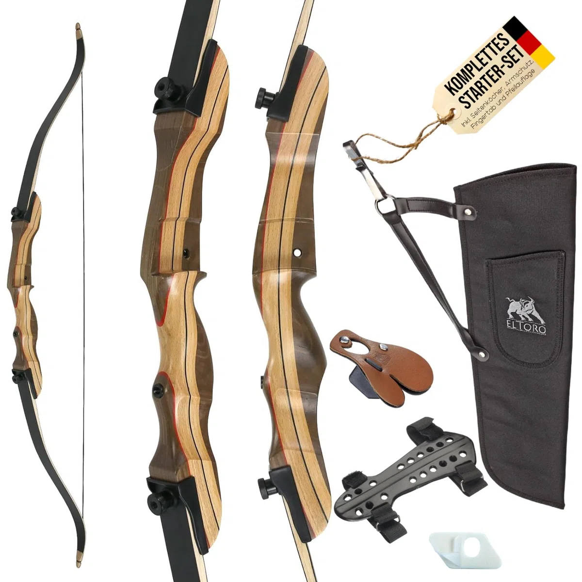 Special Set Wild Honey - Take Down - 68 Zoll / 28 lbs - Einsteiger Recurvebogen; toller Einsteigerbogen, Anfängerbogen für Erwachsene und Jugendliche im Bogensport, Bogenschießen, Pfeil und Bogen