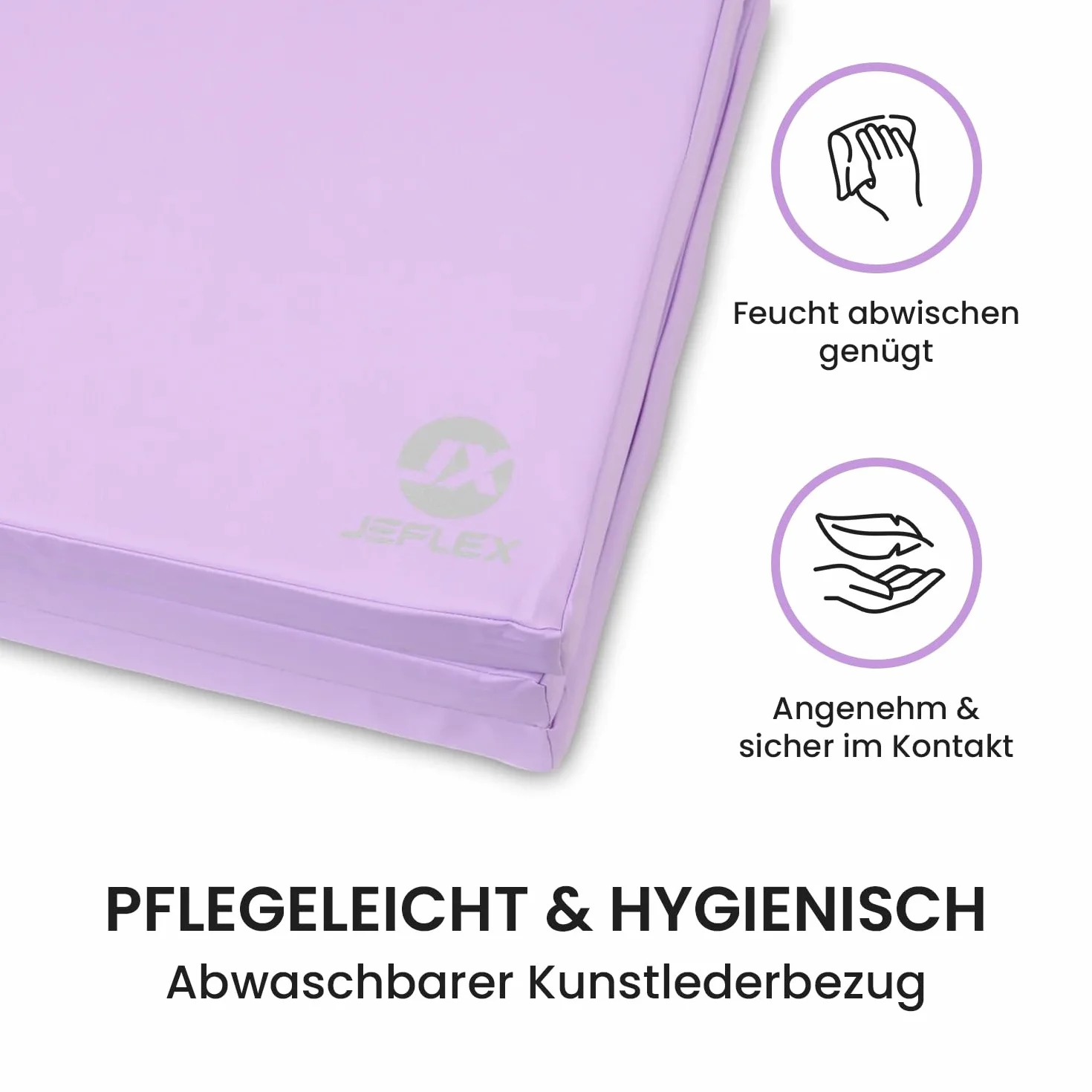 Jeflex - klappbare Weichbodenmatte & Turnmatte 180 x 60 x 6 cm MADE IN GERMANY/Gymnastikmatte tragbar/platzsparende Fitnessmatte & Yogamatte/Spielmatte für Kinderzimmer