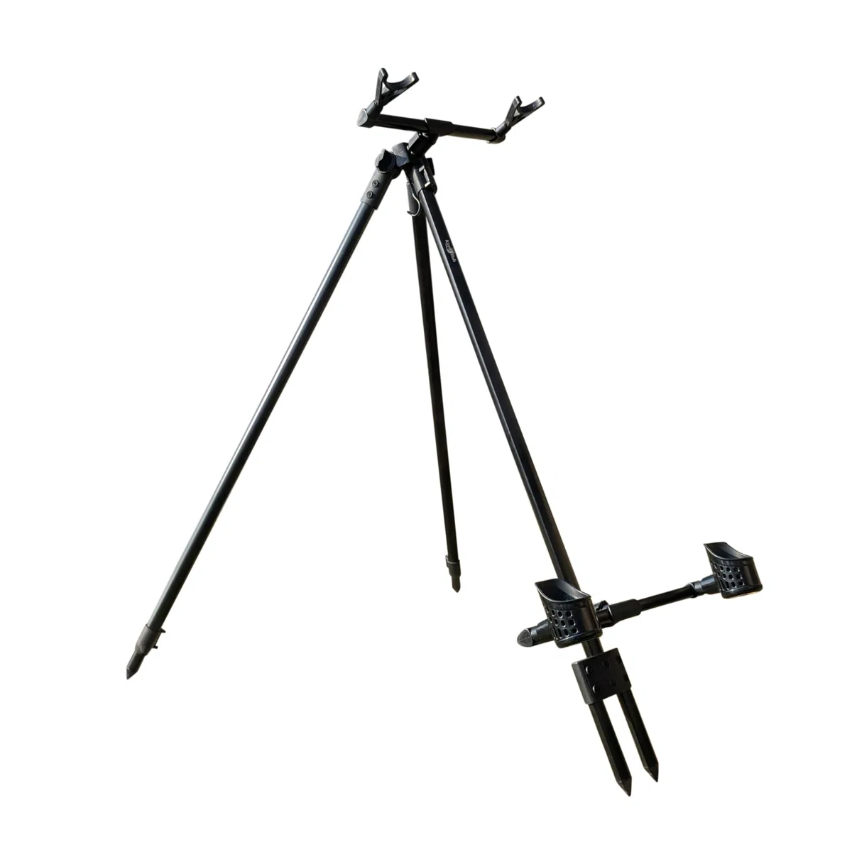 Angel Tripod, Rutenhalter Stativ für 2 Ruten, Verstellbares Rod Pod mit stabilen Beinen, Kompakter Rutenständer für Karpfenangeln, Forellen & Raubfisch