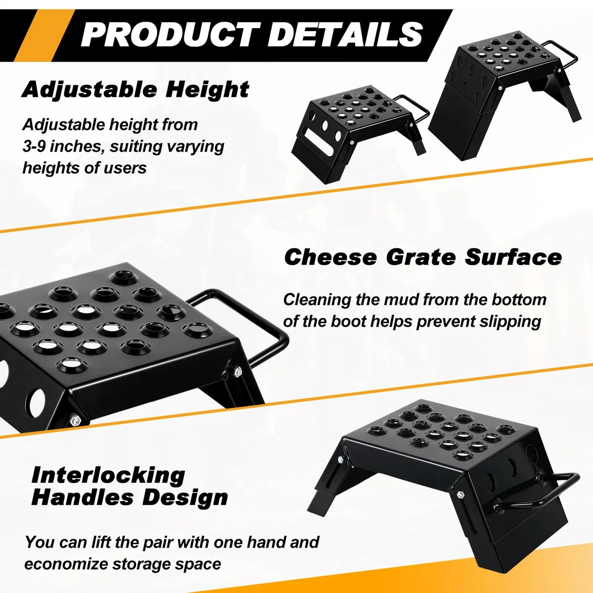 'DaisyInner 2 Pcs Moto Starting Block Aid Adjustable 3-9'' Starting Blocks Motorsport Foot Stool Dirt Bike Accessories for E Bikes Youth Moto Crossers Touring Motorcycles'