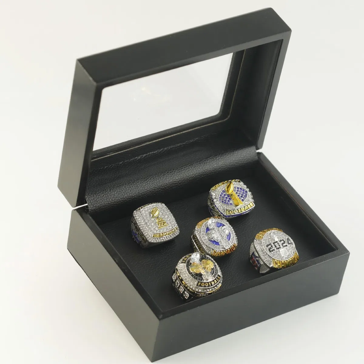 5 Stück Fantasy-Football-Ringe 2020 2021 2022 2023 2024 Meisterschaftsringe FFL-Meisterschaftsringe Fan-Erinnerungsstücke Fußball-Displays(Size:13)