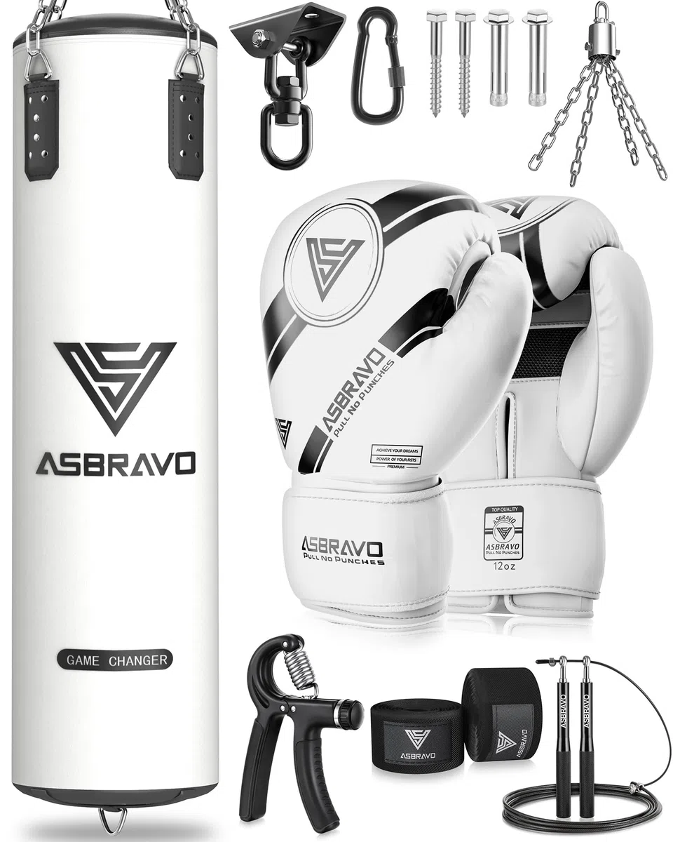 Boxsack für Erwachsene, 4ft PU schweren Boxsack Set 12OZ Handschuhe für MMA Muay Thai Kickboxen Training Home Gym, Kampfsport (ungefüllt)