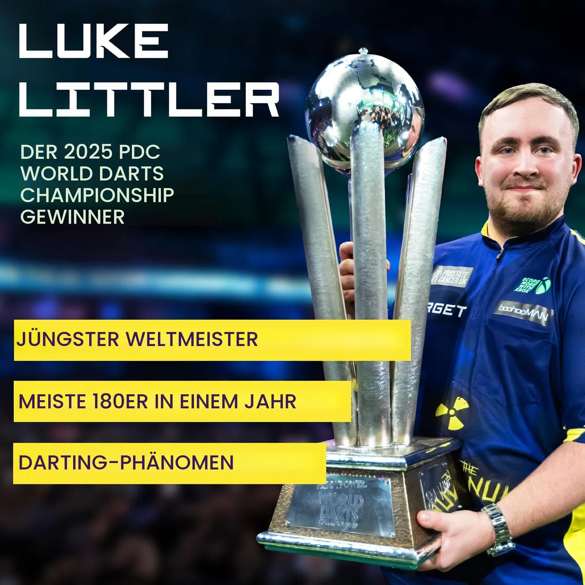 Target Darts Player Dartboard and Cabinet Set | Luke Littler/Dimitri Van den Bergh/Gabriel Clemens | Dartschrank mit 2 Sets Steel-Dart-Pfeilen, Score-Charts, Wurf-Standardlinie für Wettbewerbe