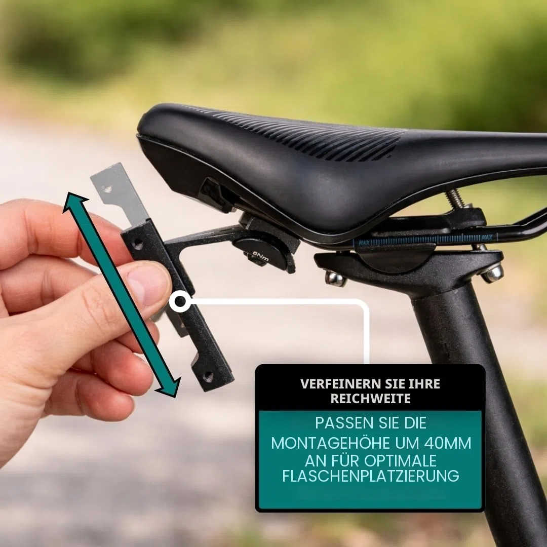 VeloChampion Universal Fahrrad-Flaschenhalter | Hinter Sattel Hydrationshalter für Triathlon & Rennrad | Für 1–2 Flaschen 750ml & CO2 | Passend Sattelstreben 50–80 mm (Premium, Aluminium, Schwarz)