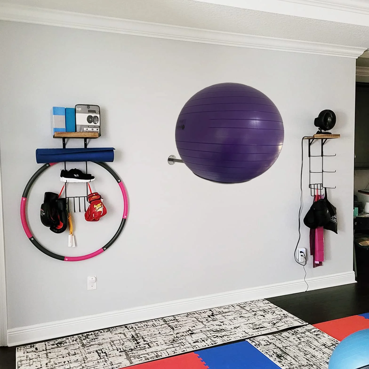 Wandmontierter Edelstahl-Gymnastikballhalter, stabiler Yoga-Ball-Aufbewahrungsregal, Stabilitätsball-Display-Halter, für Übung/Yoga/Stabilitätsbälle 32 cm bis 86 cm, mit Befestigungsschrauben