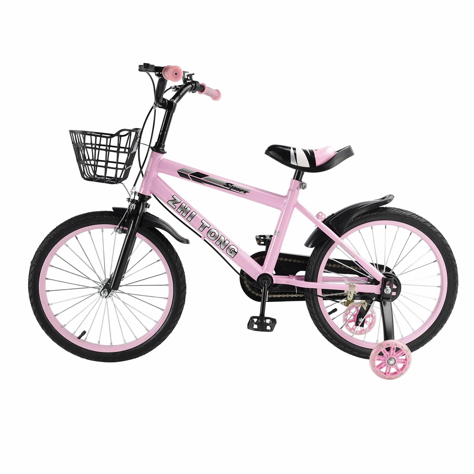 18 Zoll Kinderfahrrad, Verstellbarer Sitz & Lenker, Kohlenstoffstahlrahmen, Doppelbremsen, Stoßfeste Speichenräder, Magnetische Blitzräder, Abnehmbare Stützräder, Jungen/Mädchen Fahrrad