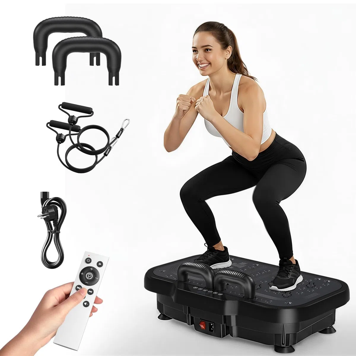 2026 Verbesserte Vibrationsplatte mit Zwei Motoren für Gewichtsabnahme, Ganzkörpertraining und Muskelaufbau, Vibration Plate mit 180 Stufen und 5 Modi, mit Bluetooth Maximalgewicht 150 kg