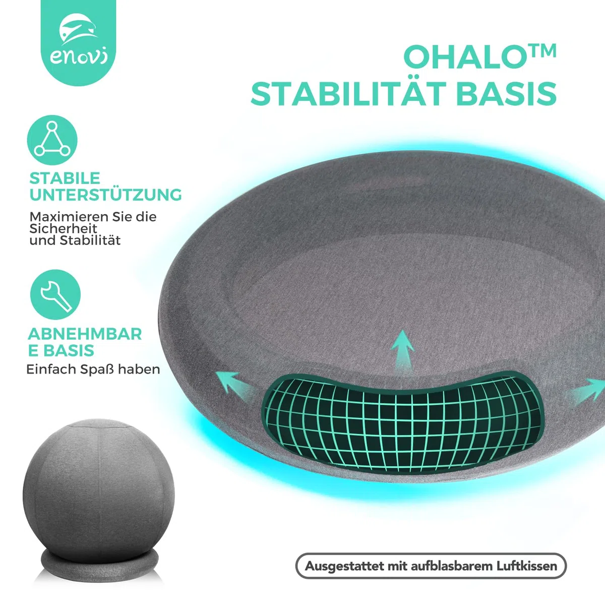 ProfiBalance Gymnastikball mit Abdeckung, Pezziball, Sitzball Büro