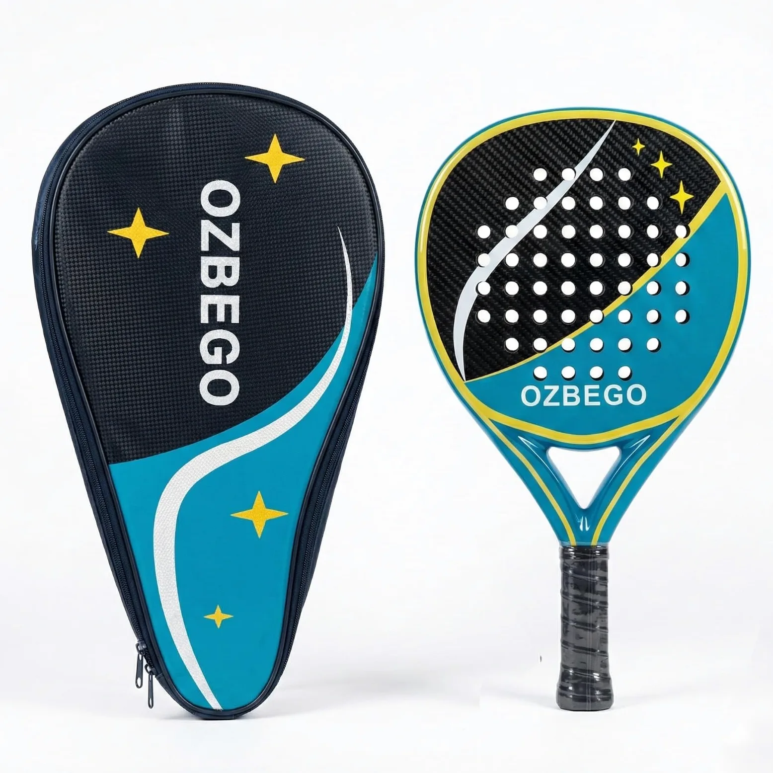 Premium Padel Schläger Set 2er – 3K Carbon Diamond + 100% Carbon – Ultraleicht & Schlagstark inkl. Taschen & Zubehör
