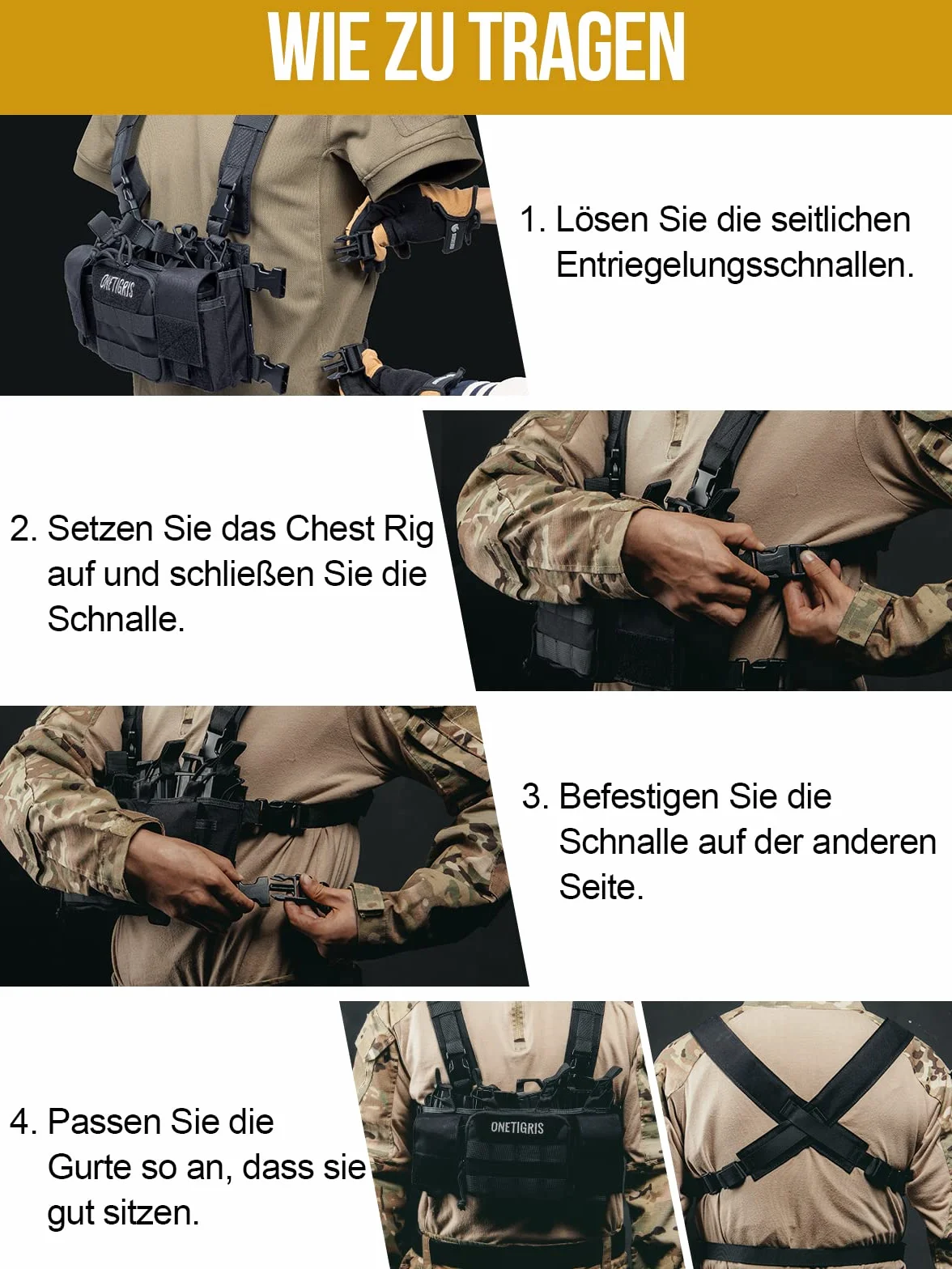 OneTigris CORDURA Chest Rig MOLLE Taktische Funktionsweste |MEHRWEG Verpackung