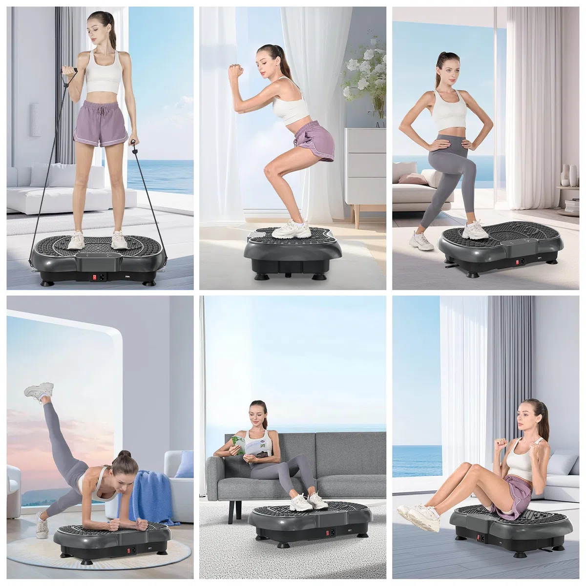 Dskeuzeew Vibrationsplatte Vibrationsgerät - Vibrationstrainer Zuhause mit 99 Intensitätsstufen + 5 Vorprogramm für Ganzkörpertraining Gewichtsabnahme Muskelaufbau