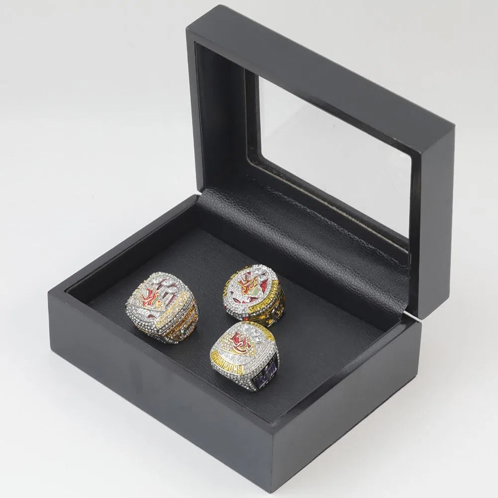 2019, 2022, 2023 Football Championship Ring-Set, Super Bowl KC Championship Ring mit Display-Box, Andenken, tolles Geschenk für Sportsammler und Fans