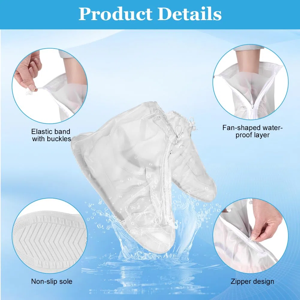 Bike Gaiter, Regenschutz Schuhe Fahrrad, Outdoor SchuhüBerzieher Wasserdicht, Transparent, Faltbare Regenüberschuhe rutschfeste Schuhe Überschuhe mit Reißverschluss