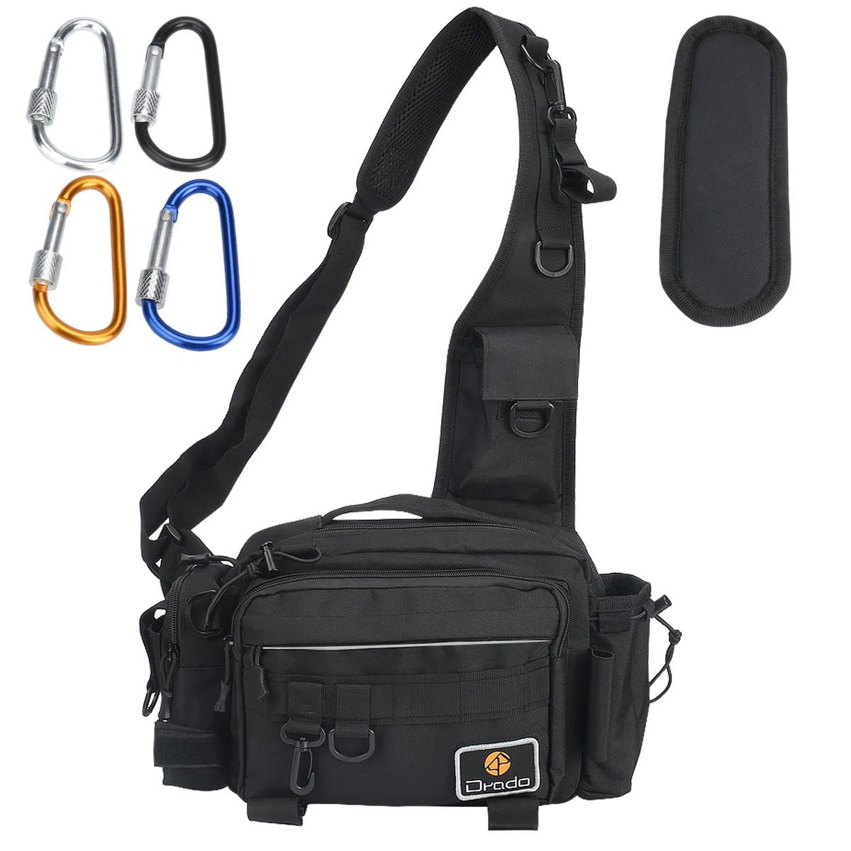drado Angeltasche Sling Angeltasche, Wasserdicht und verschleißfest Angelrucksack für Angelzubehör(schwarz)