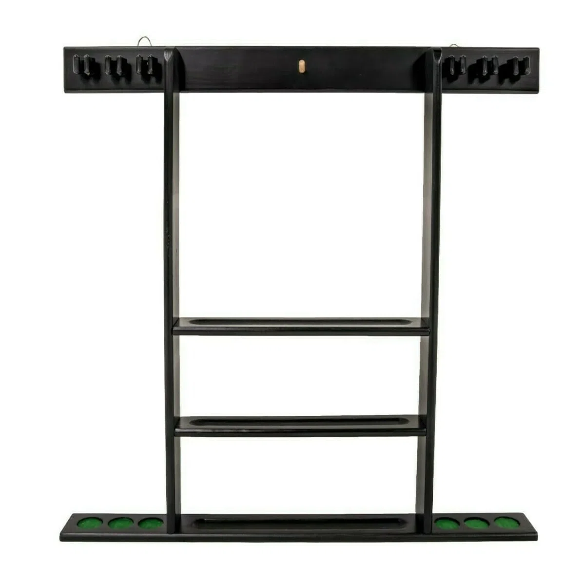 Pegasi Billard Wandhalterung Deluxe - Wandqueuehalter - Billard Queue Halter Wandmontierter - Pool Cue Wall Mounted Rank - 39 x 3,5 x 3,5 cm - Für 6 Queues und Bälle - Holz - Schwarz
