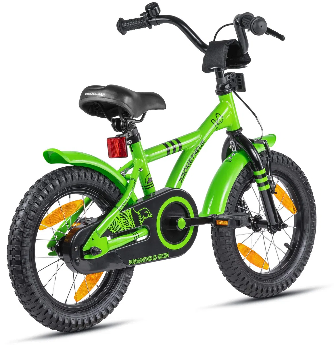 PROMETHEUS BICYCLES Kinderfahrrad 14 Zoll ab 4 Jahren - Kinder Fahrrad Mädchen Jungen Fahrrad Kinder mit Stützräder Rücktrittbremse in Grün