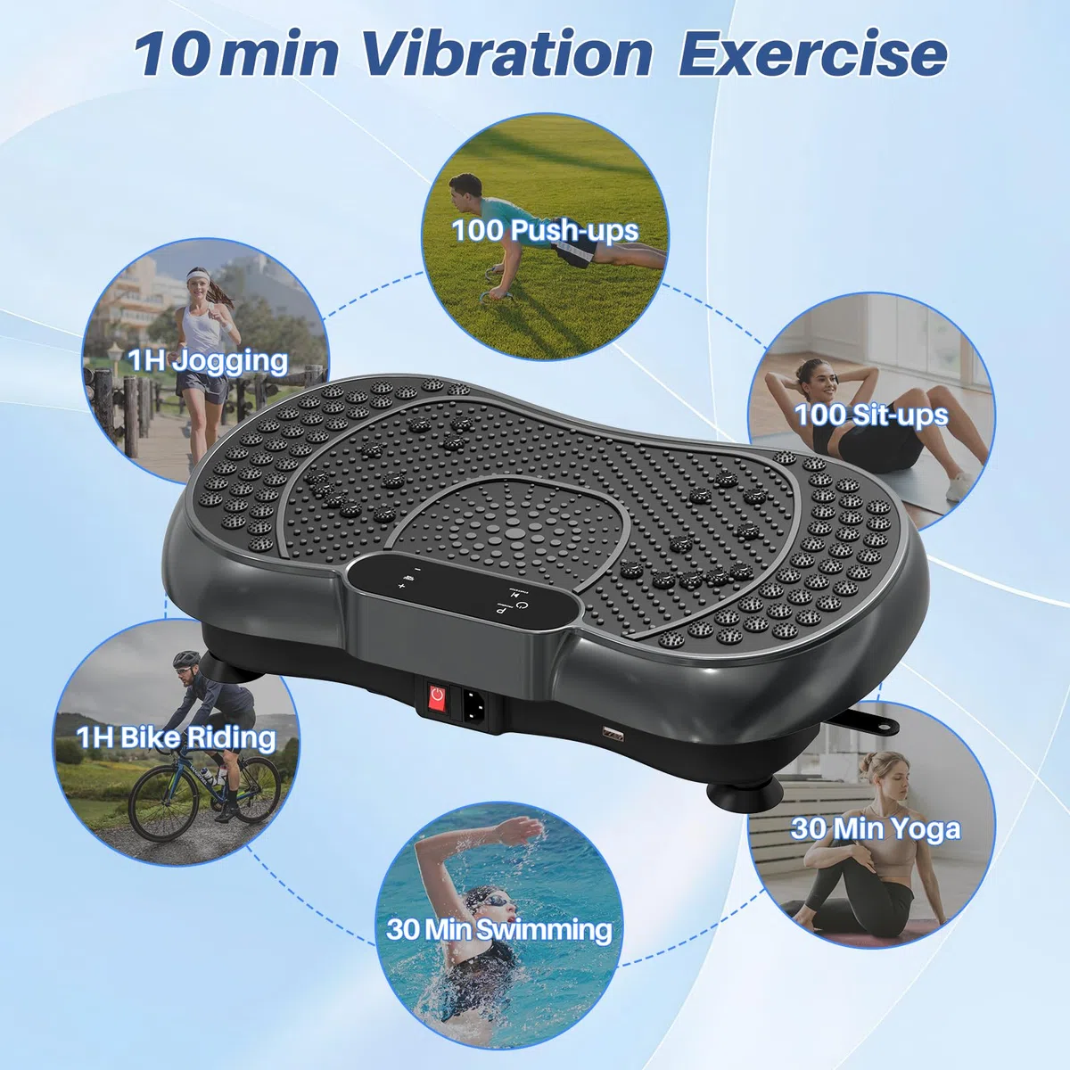 Dskeuzeew Vibrationsplatte Vibrationsgerät - Vibrationstrainer Zuhause mit 99 Intensitätsstufen + 5 Vorprogramm für Ganzkörpertraining Gewichtsabnahme Muskelaufbau